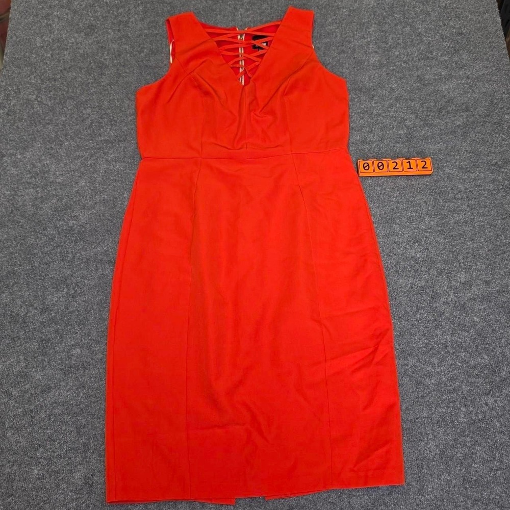 Melrose orange midi dress with zip up back detail, size 16